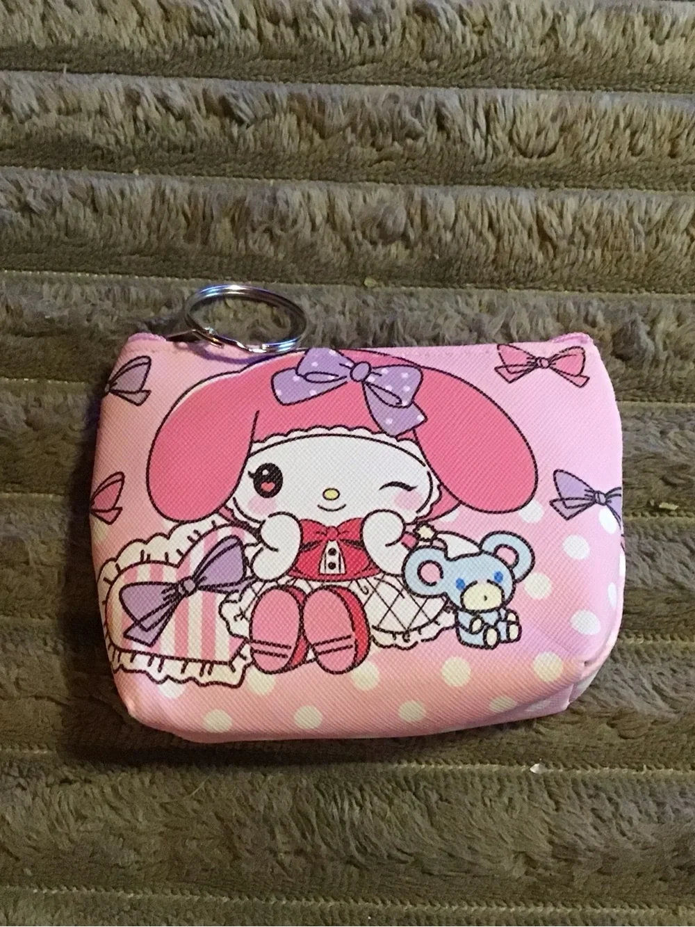 Pink Character Zip Pouch Keychain My Melody design
